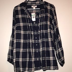 NWT Vintage x America Blue Plaid Flannel size L